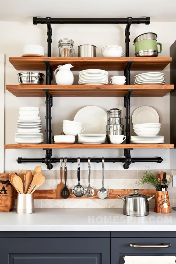 Farmhouse Shelves with Modern Steel Accents