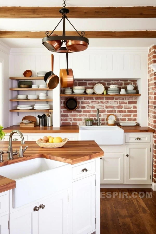 Farmhouse Sink and Brick Backsplash Kitchen Design