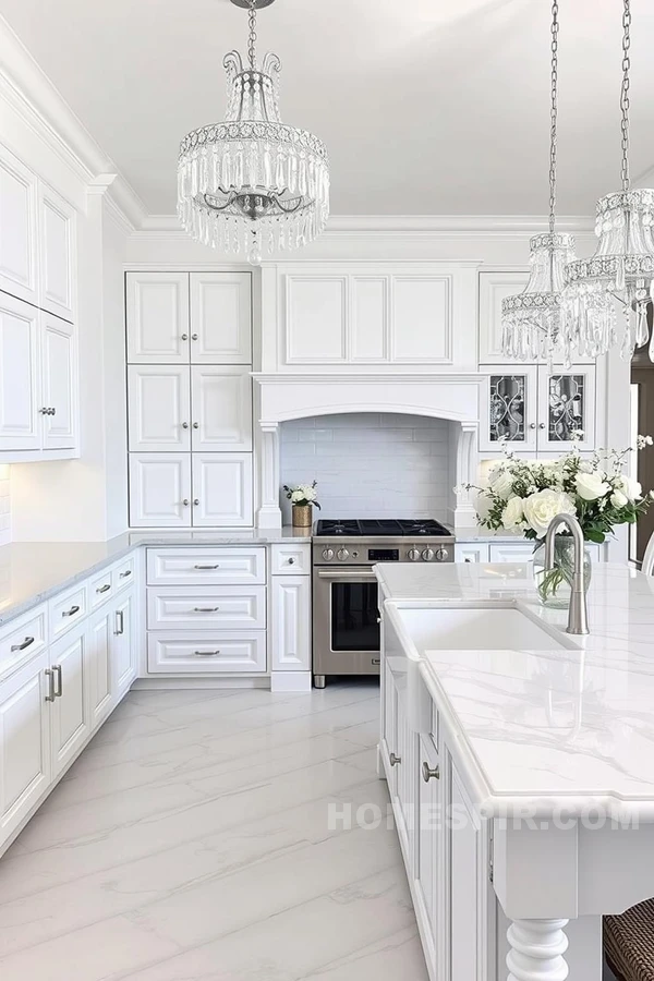 Farmhouse Sink and Crystal Chandelier Ambiance