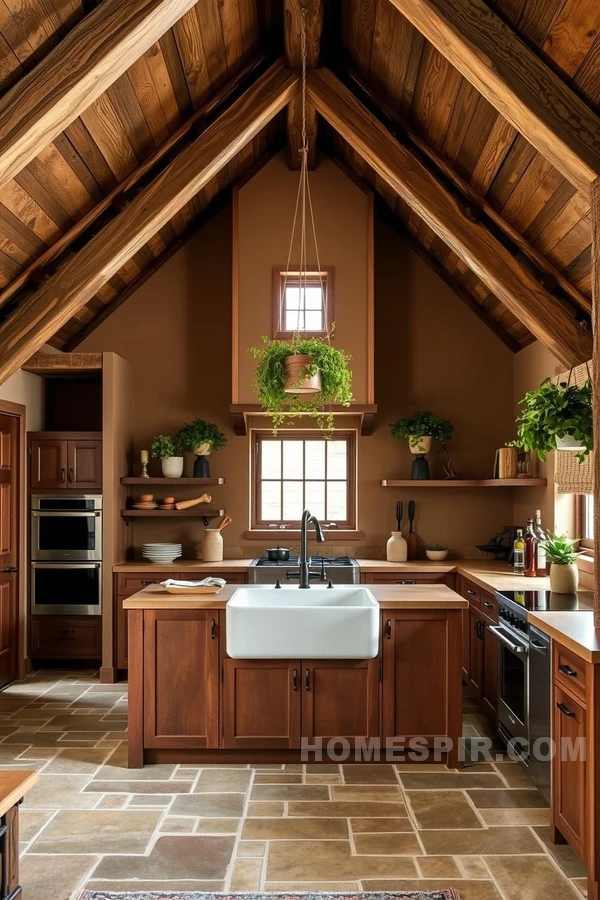 Farmhouse Sink in Rustic Zen Kitchen Design