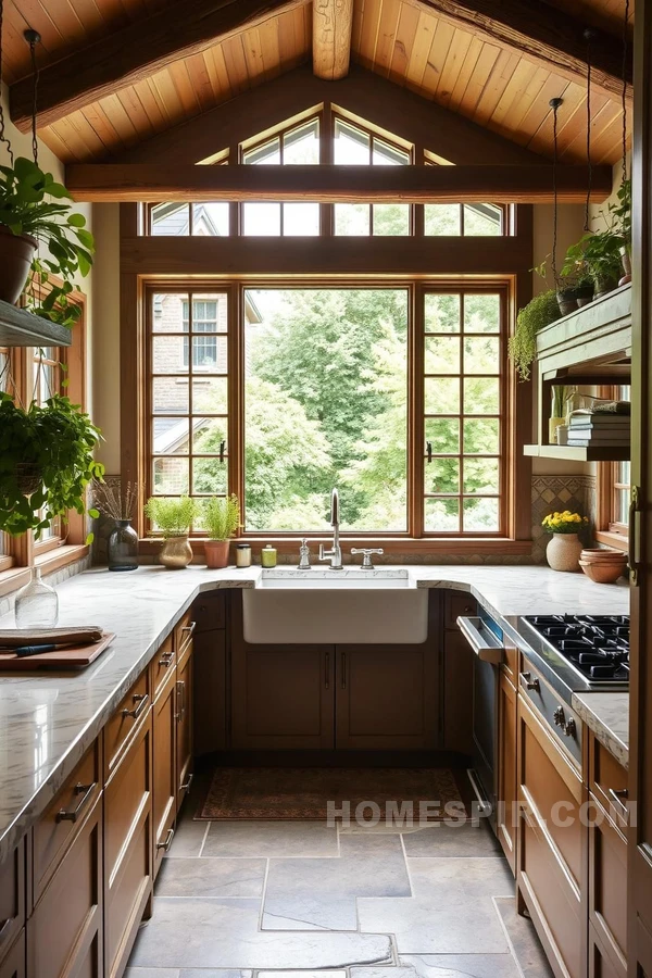 Farmhouse Sink with Garden View Kitchen