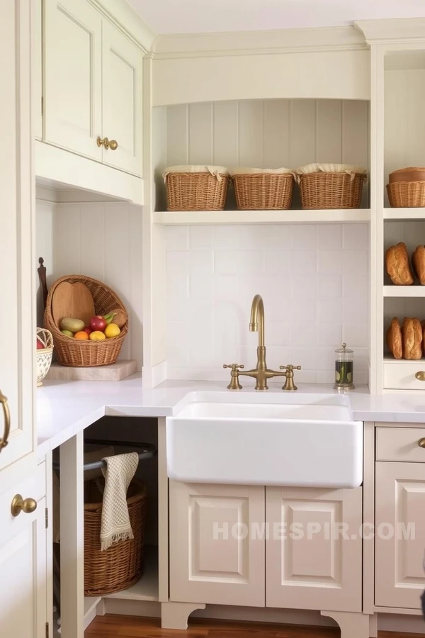 Farmhouse Sink with Rustic Pastel Cabinetry