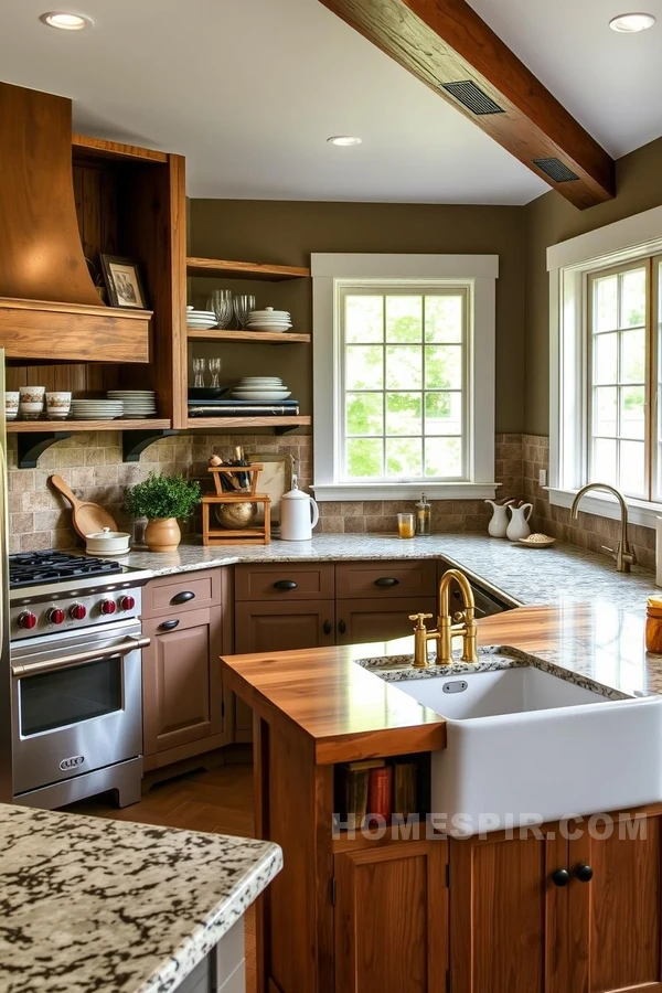 Farmhouse Sink with Vintage Brass Faucet