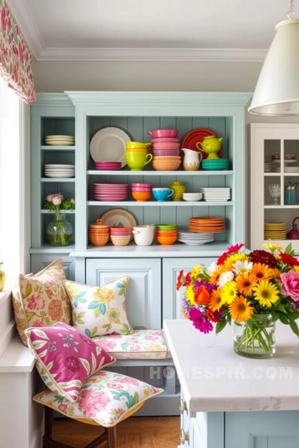 Floral Accents in Bright Cottage Kitchen Nook