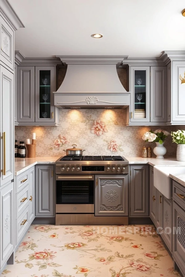 Floral Patterns Bring Glam to Kitchen