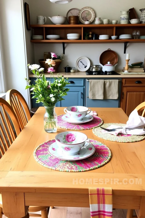 Floral Table Setting in Cottage Kitchen