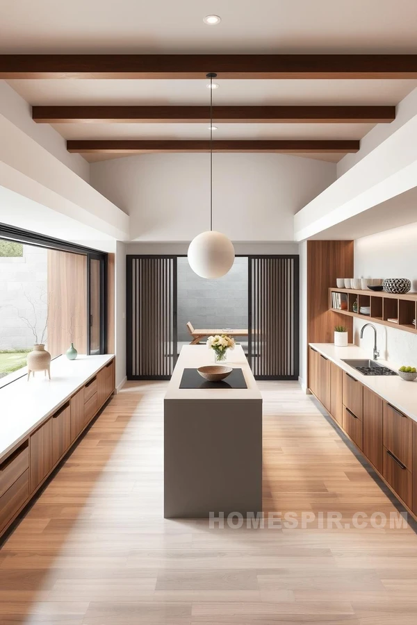 Fluid Movement in Spacious Zen Kitchen