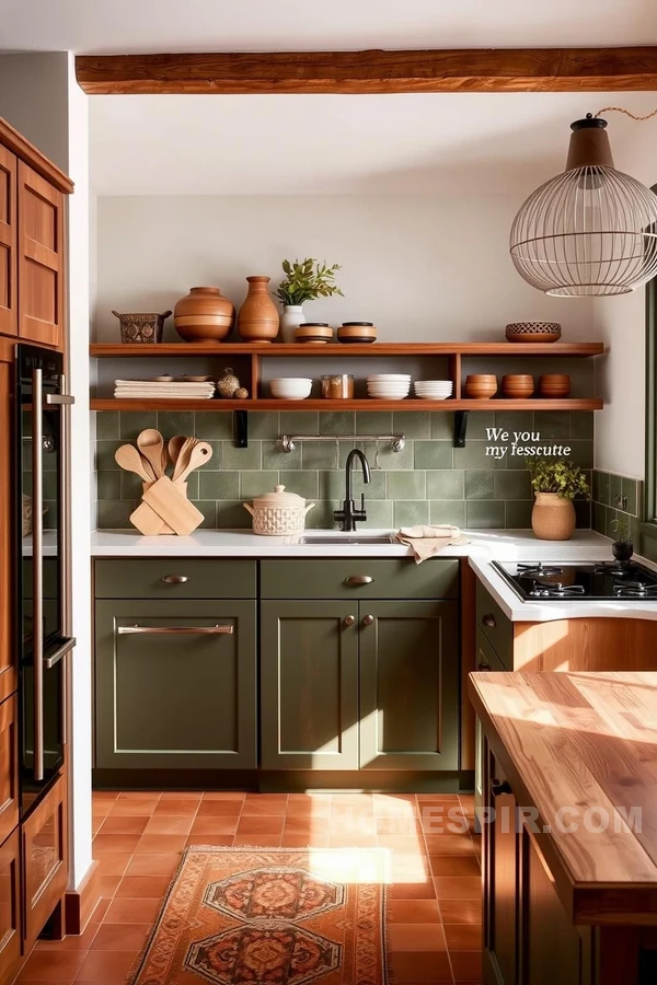 Forest Green Cabinets Enrich Cottage Appeal