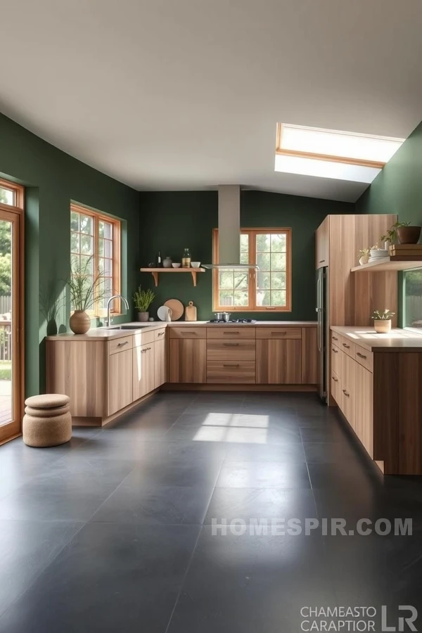 Forest Green Zen Kitchen with Bamboo and Stones