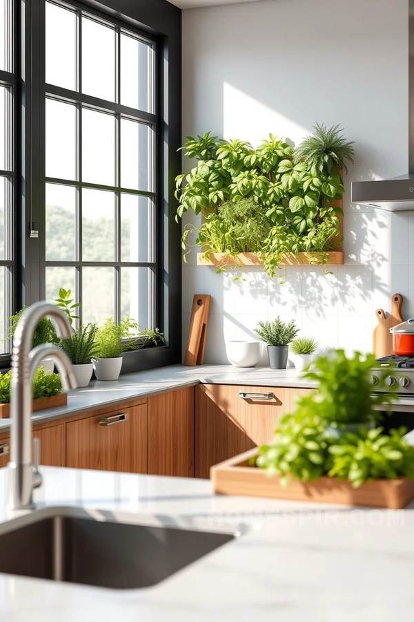 Fresh Herbs in Functional Modern Kitchen