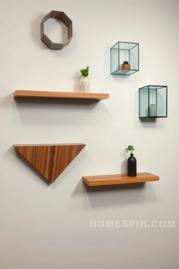 Functional Art in Kitchen with Geometric Shelves