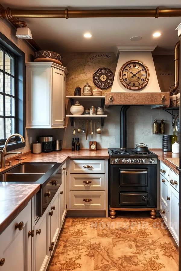 Functional Pot-Bellied Stove Kitchen Design