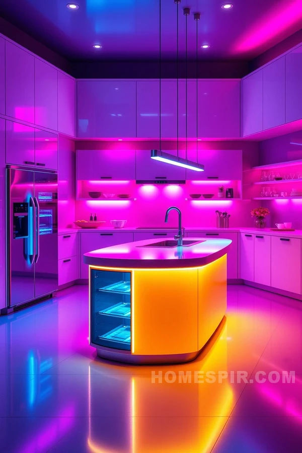 Futuristic Kitchen with Color-Sync LED Lighting