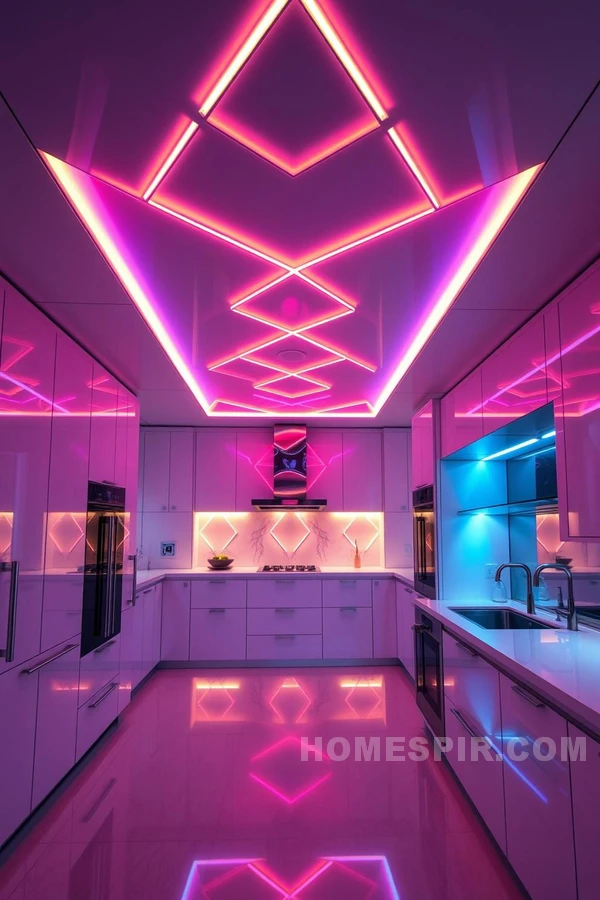 Futuristic Kitchen with LED Geometry