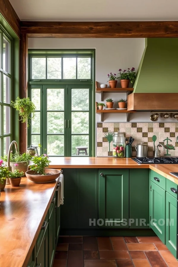 Garden Inspired Cottage Kitchen with Mosaic Backsplash