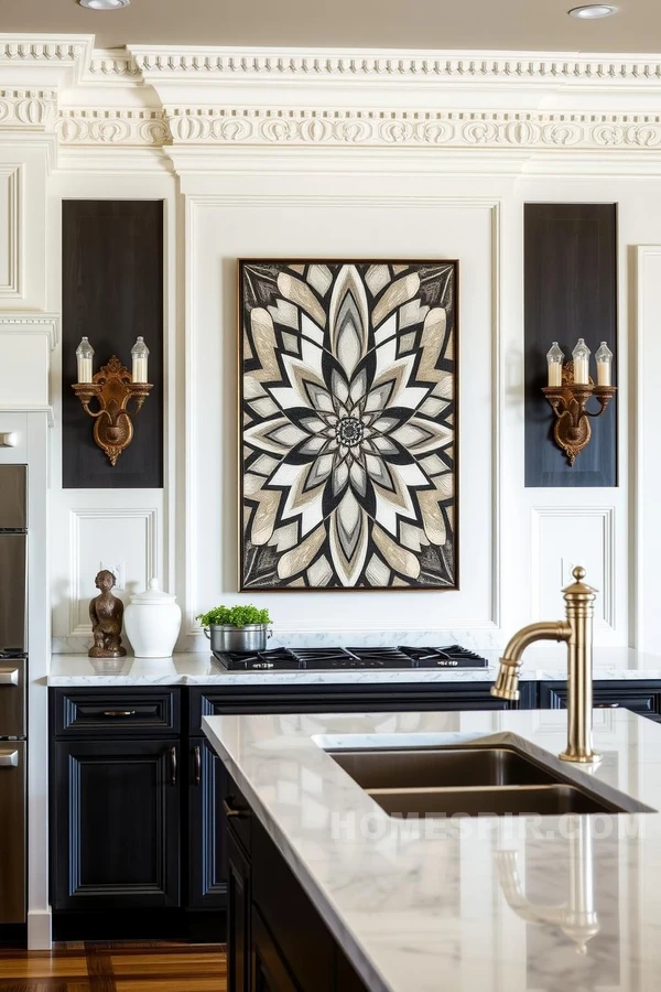 Geometric Art Adorned Kitchen Wall