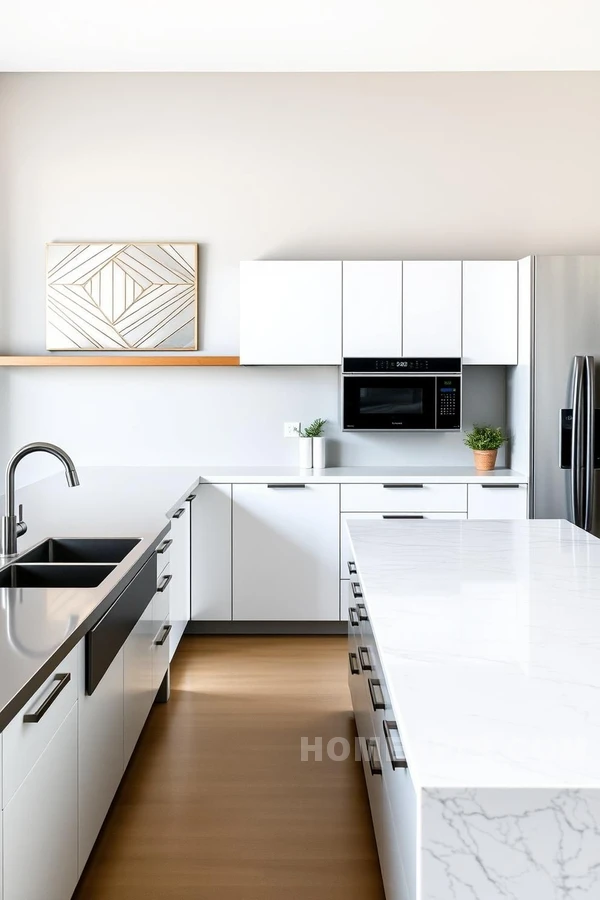 Geometric Art in Minimalist Industrial Kitchen