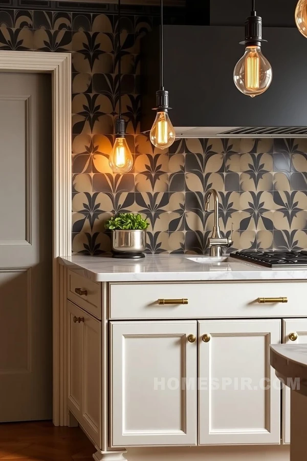 Geometric Backsplash in Paris Kitchen