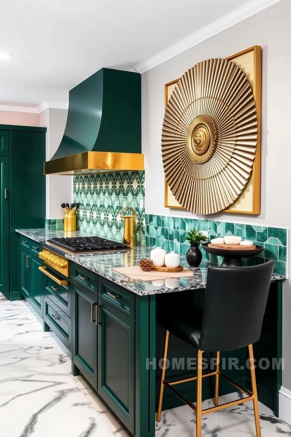 Geometric Elegance in Glam Kitchen Style