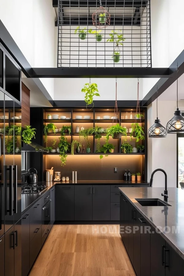 Geometric Glass and Steel Kitchen