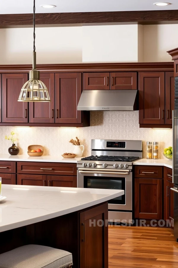 Geometric Tile Backsplash in Modern Craftsman Kitchen