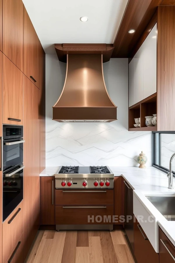 Geometric Wood Panels in Asian Kitchen