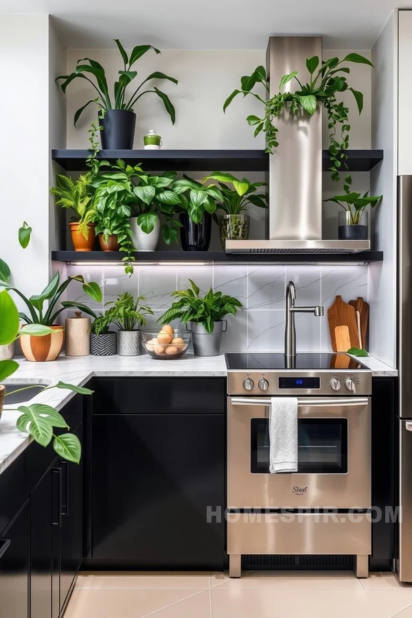 Glam Kitchen Blend of Greenery and Technology