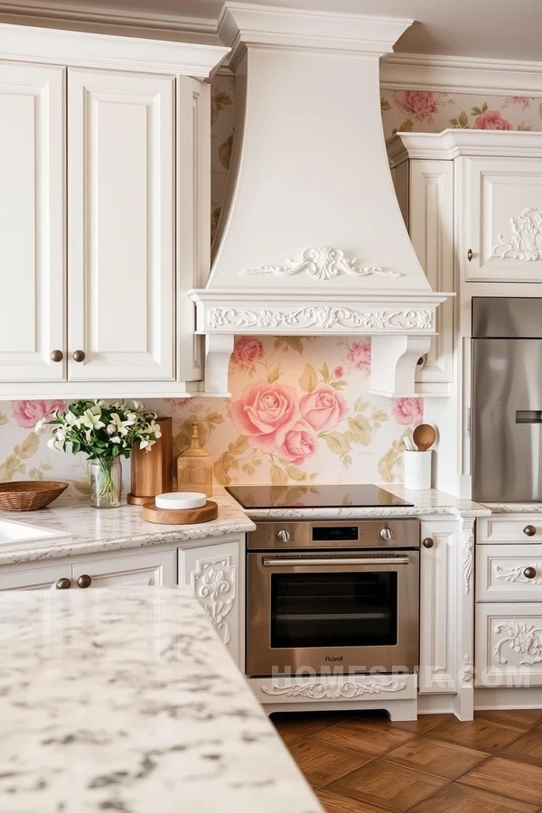 Glam Kitchen with Elegant Floral Motifs