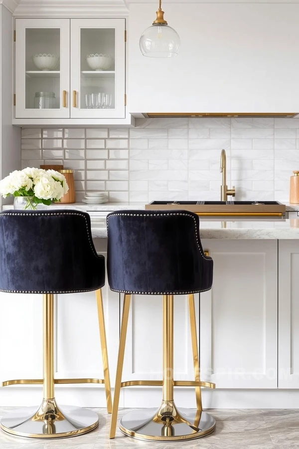 Glam Kitchen with Eye-Catching Velvet Seating