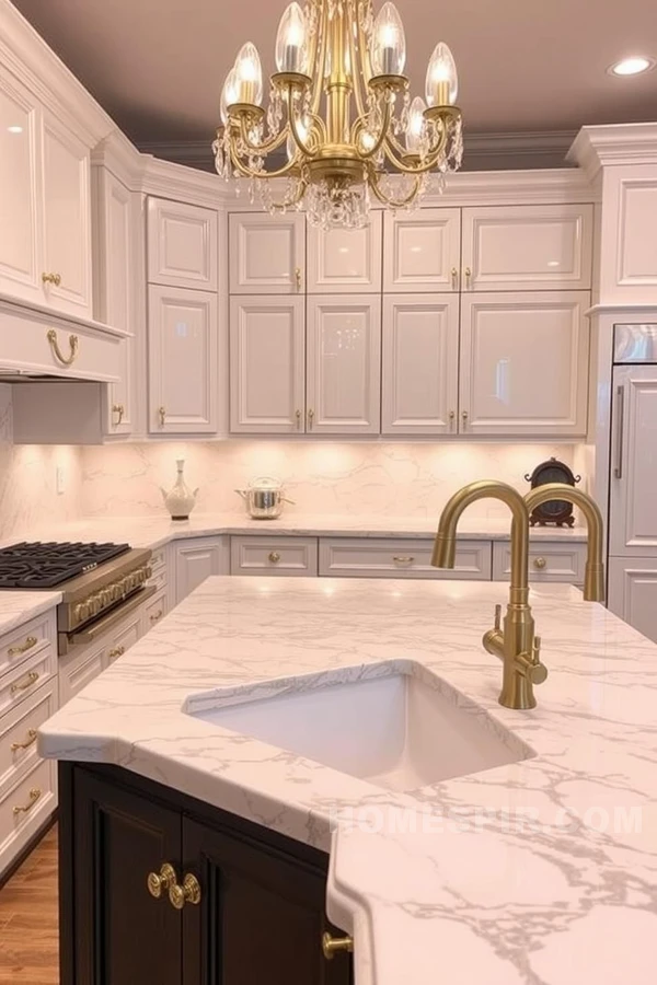 Glamorous Marble Kitchen with Gold Accents