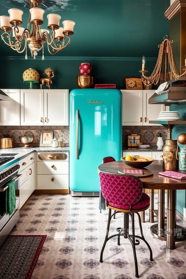 Glamorous Retro Kitchen with Metallic Accents