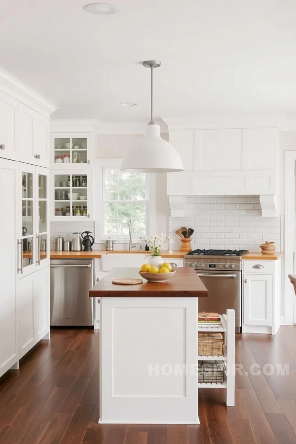 Glass-Fronted Display in Minimalist Craftsman Kitchen