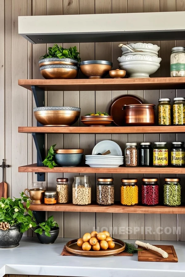 Glass Jars and Rustic Bowls Kitchen Display