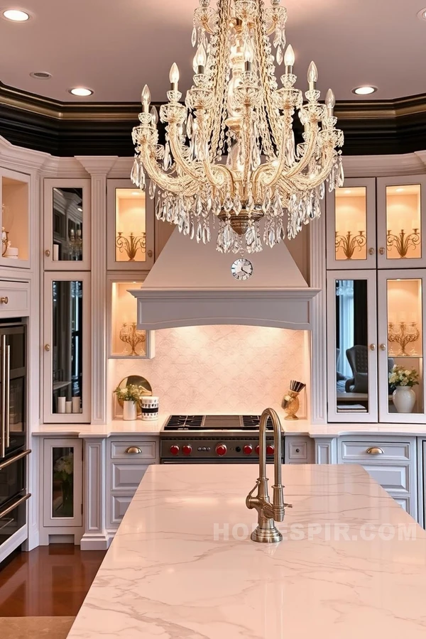 Gold Accents and Crystal Chandelier Glam