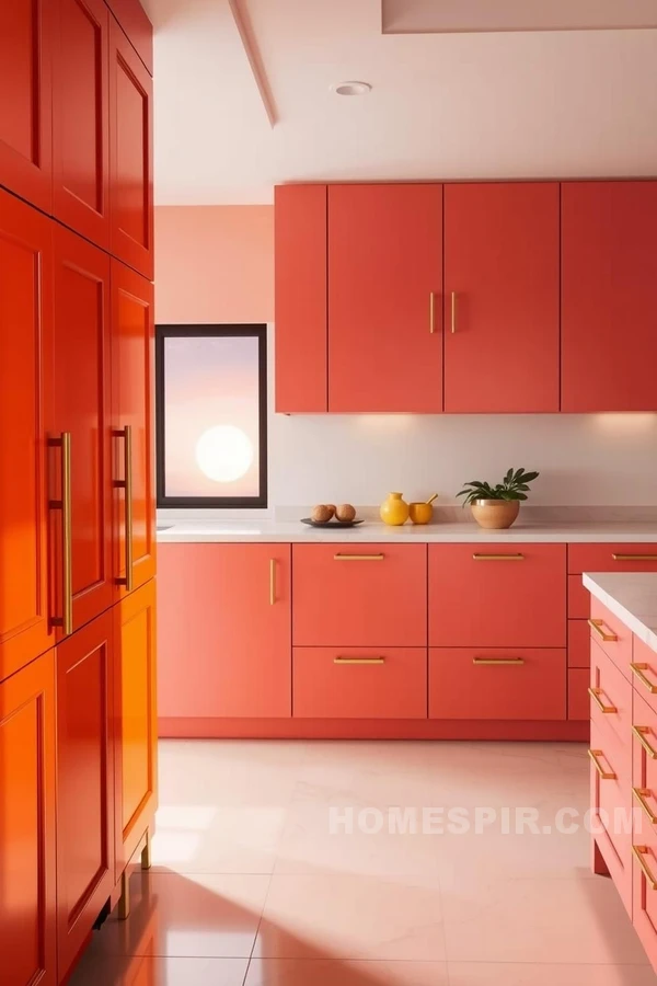 Golden Accents in Sunset Tropical Kitchen