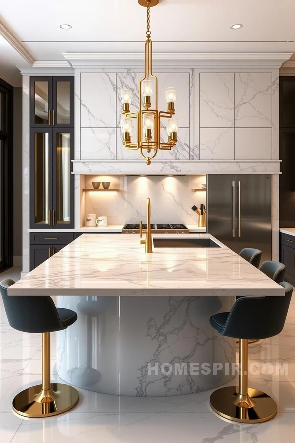 Golden Fixtures Enhancing Marble Elegance