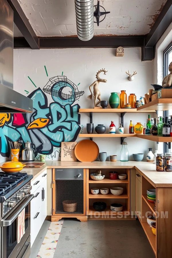 Graffiti Style Meets Industrial Kitchen Design