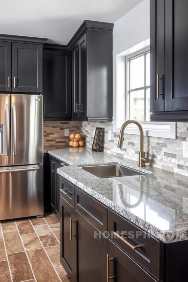 Granite Countertops in Farmhouse Industrial Kitchen