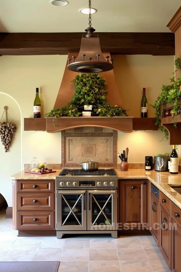 Grapevine Accents in Sumptuous Tuscan Kitchen