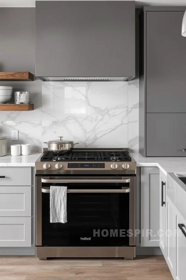 Gray Marble Backsplash in Chic Kitchen Design