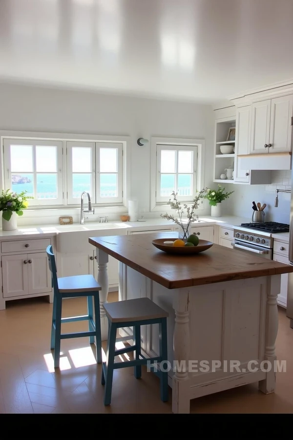 Greek Island Kitchen with Whitewashed Cabinets