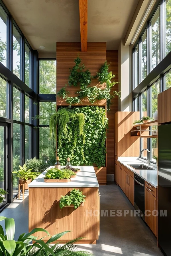 Greenery Inspired Urban Kitchen with Natural Light