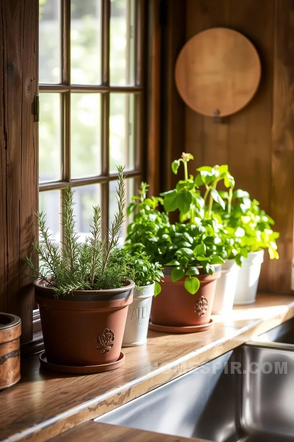 Greenery with Indoor Herbs in Rustic Kitchen