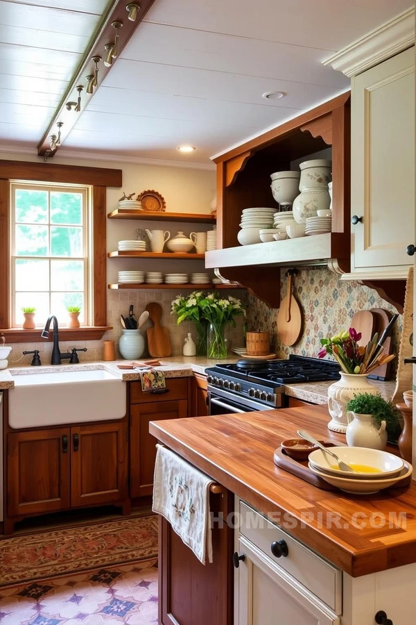 Handcrafted Cottage Kitchen With Mosaic Backsplash