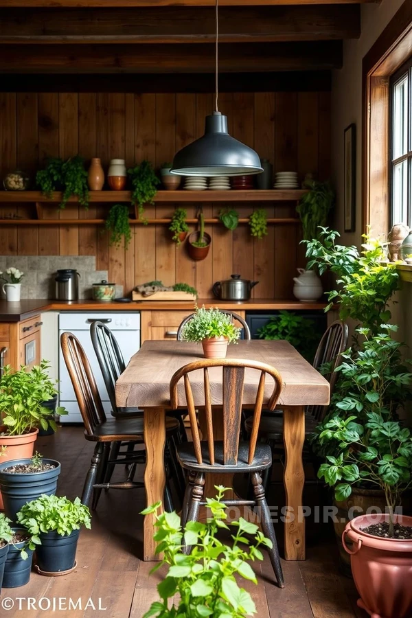 Handcrafted Table in Rustic Dining Space