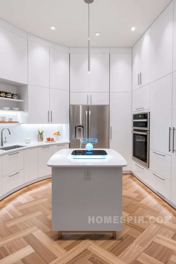 Handleless Cabinetry in High-Tech Kitchen