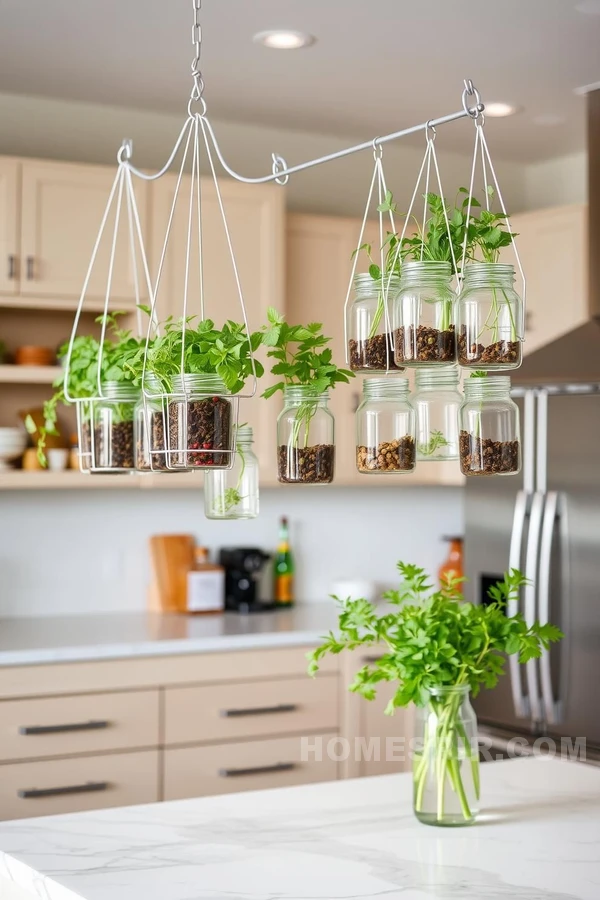 Hanging Herb Garden in Modern Kitchen