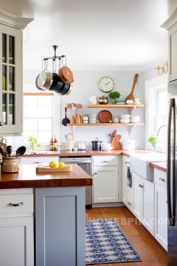 Hanging Pot Racks in Functional Kitchen