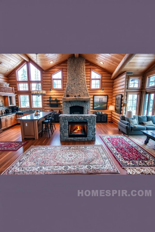 Harmonious Kitchen and Living Area in Cabin