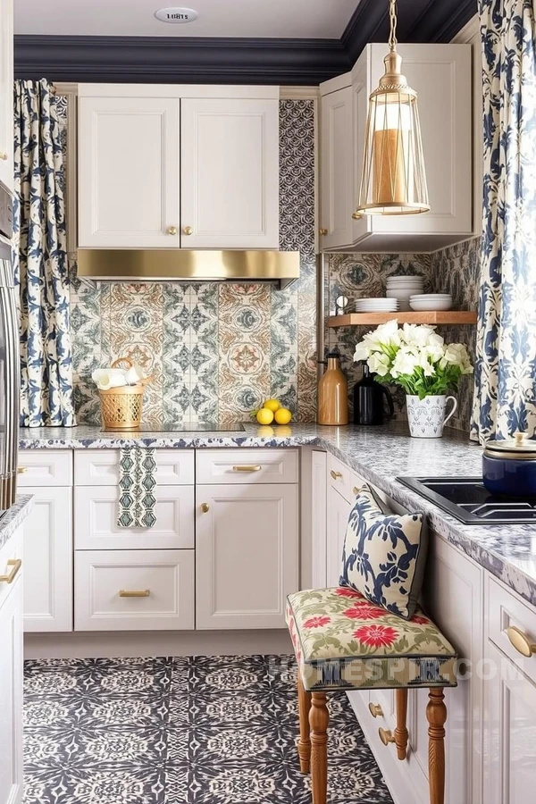 Harmonious Patterns and Glam Finishes in Kitchen